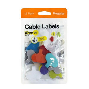6 FOR $15 NEW Wrap-It 12pk Storage Cable Labels Regular